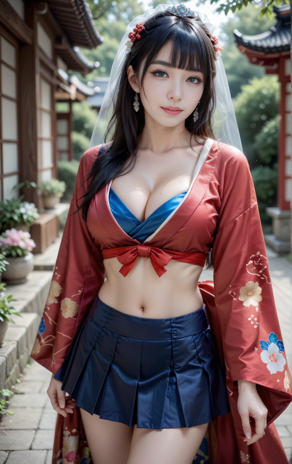 赤の着物ウェディングドレス