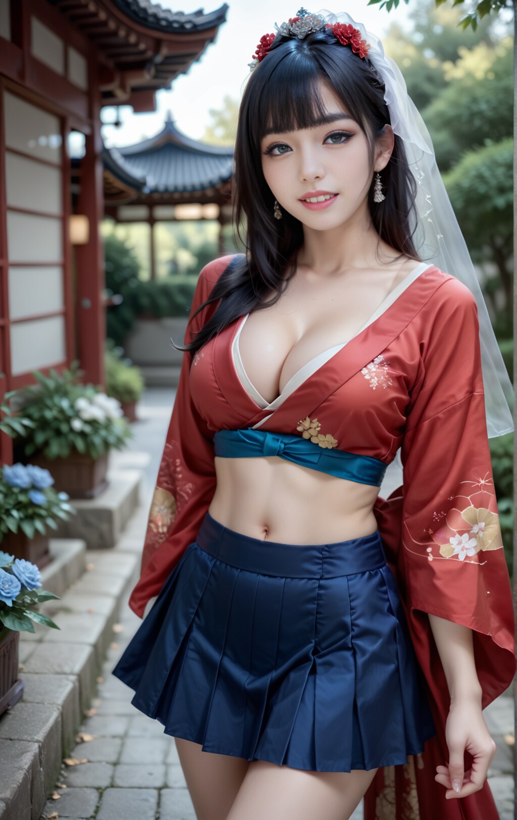 赤の着物ウェディングドレス