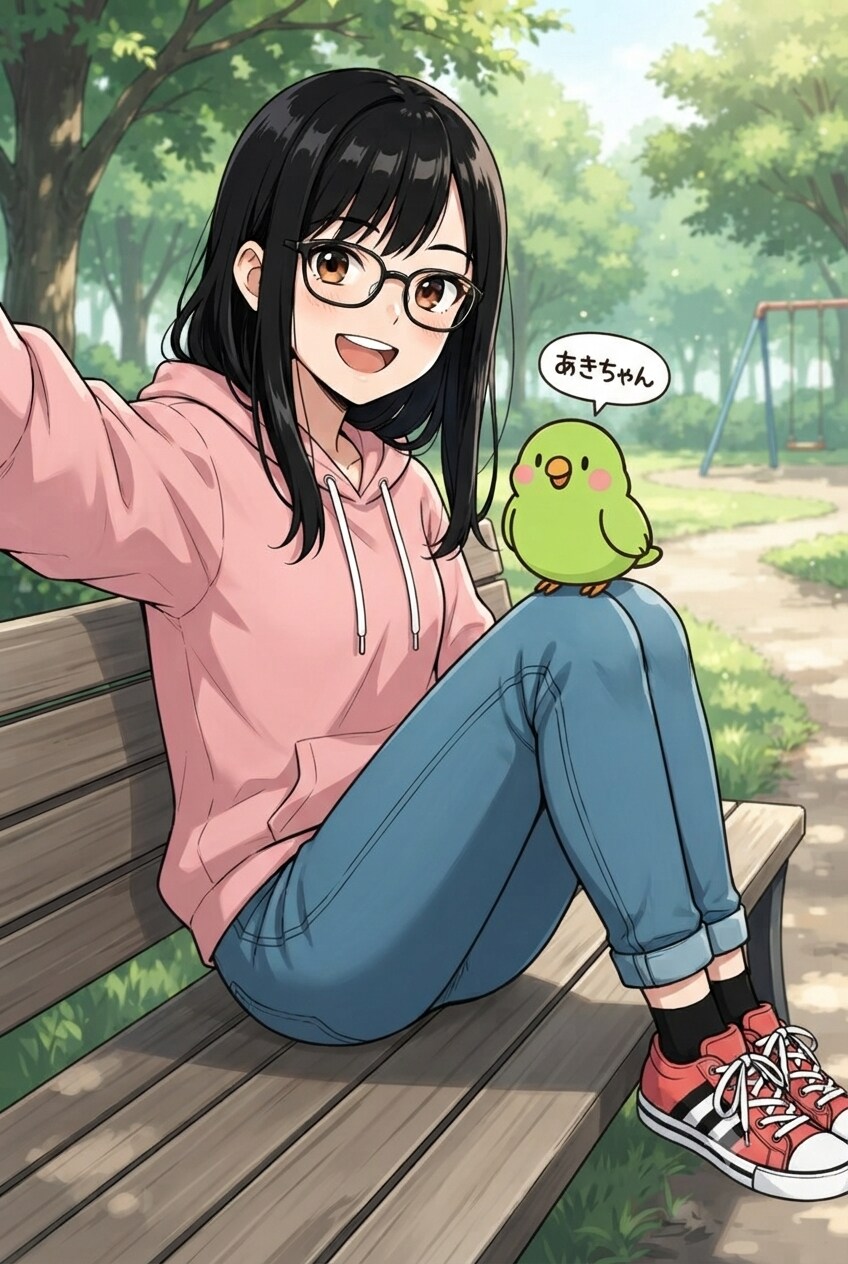 あきちゃんとインコ