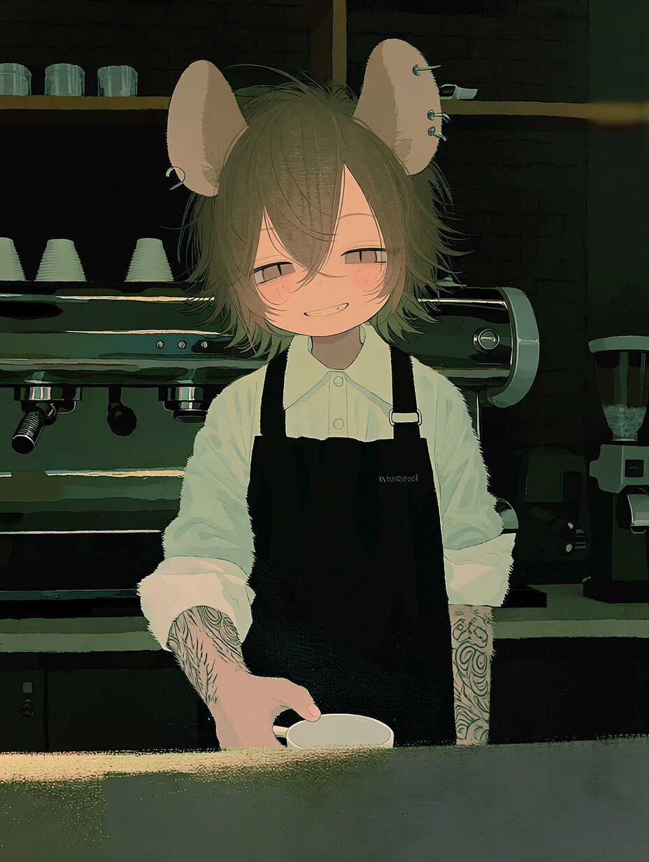 茶髪ねず耳