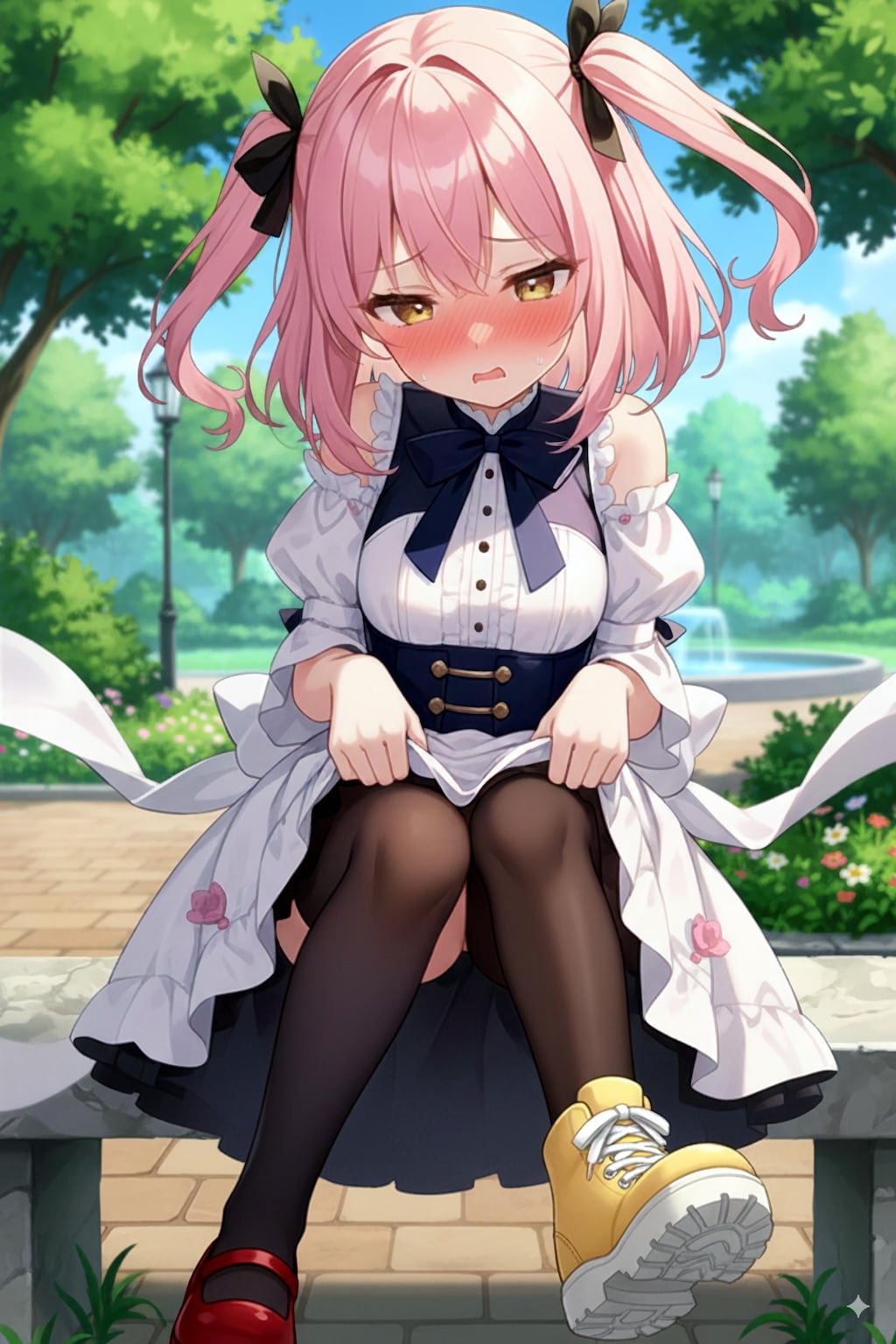 左右違う靴を履いてしまったハルネ