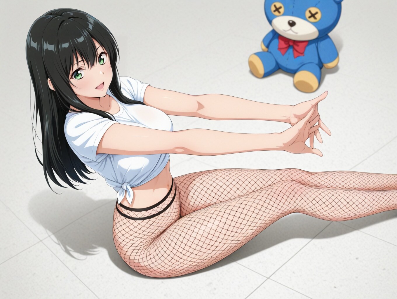 長座な網タイツ・・・？な愛奈