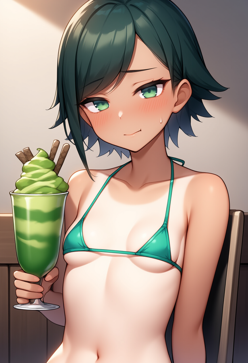 抹茶パフェのキャンペーンガール