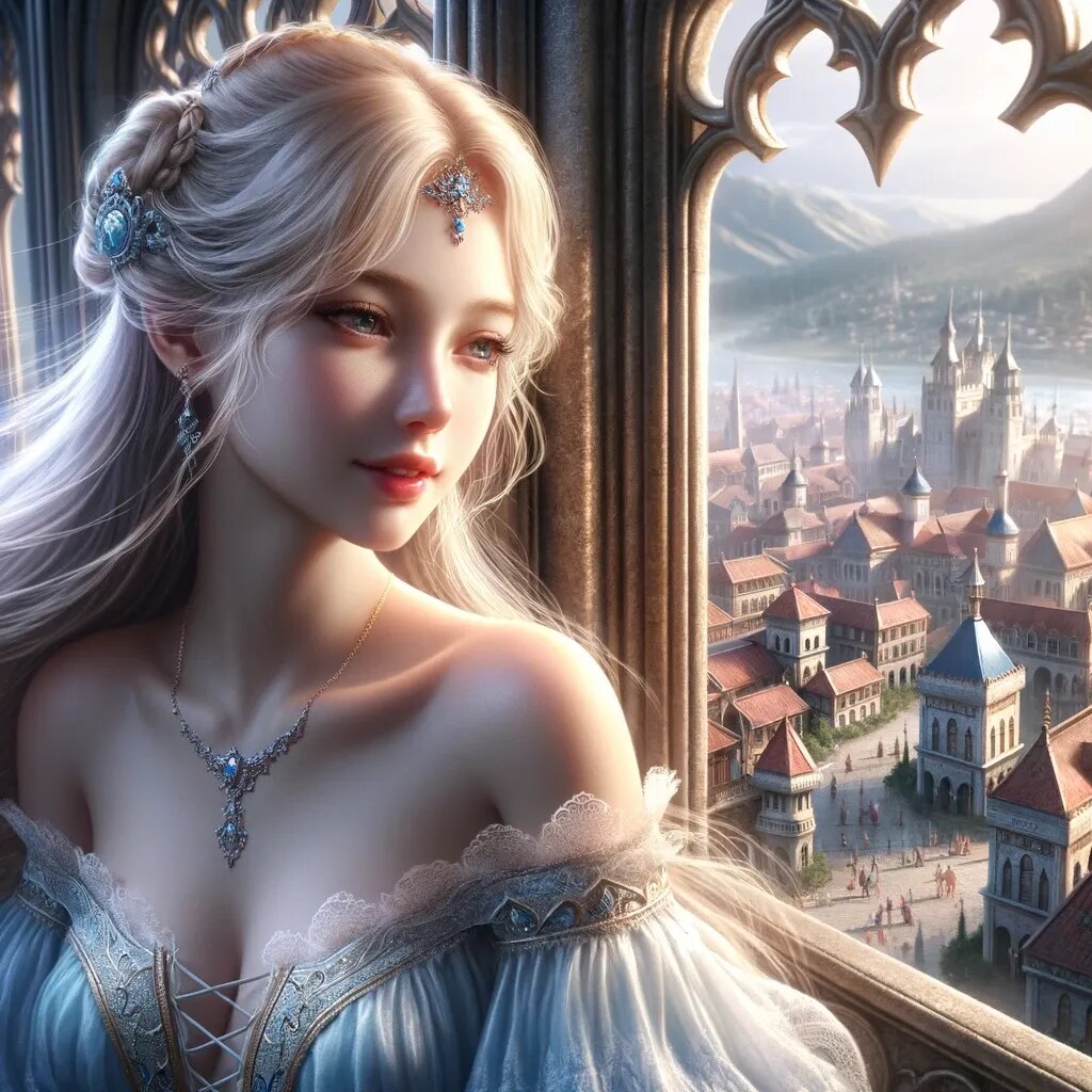 城下町を眺める王女様