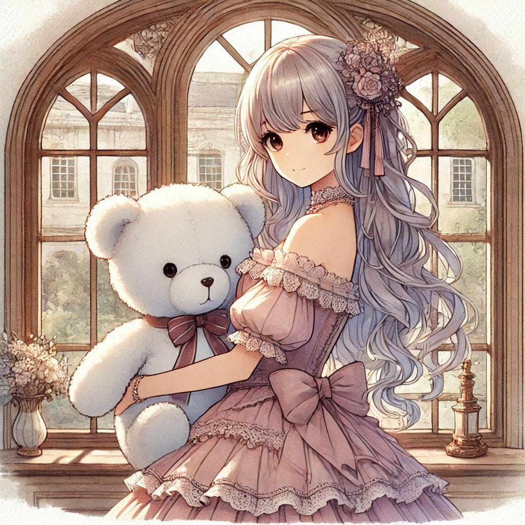 クマのぬいぐるみと女の子