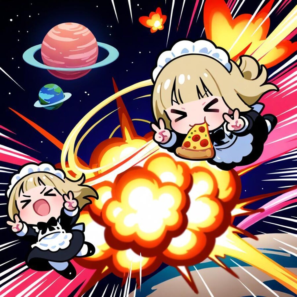 初のピースサインにテンアゲ⤴⤴⤴系メイドちゃん🍕✌️💥💥💥