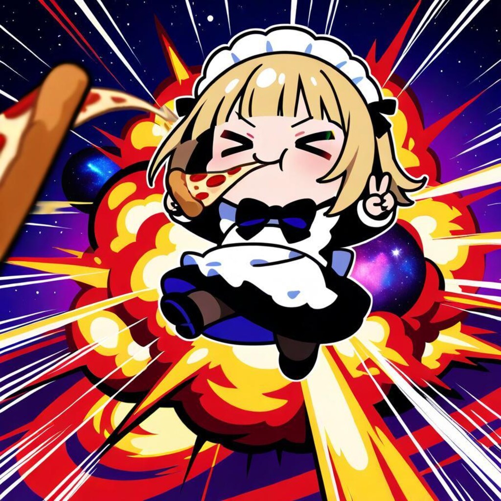 初のピースサインにテンアゲ⤴⤴⤴系メイドちゃん🍕✌️💥💥💥