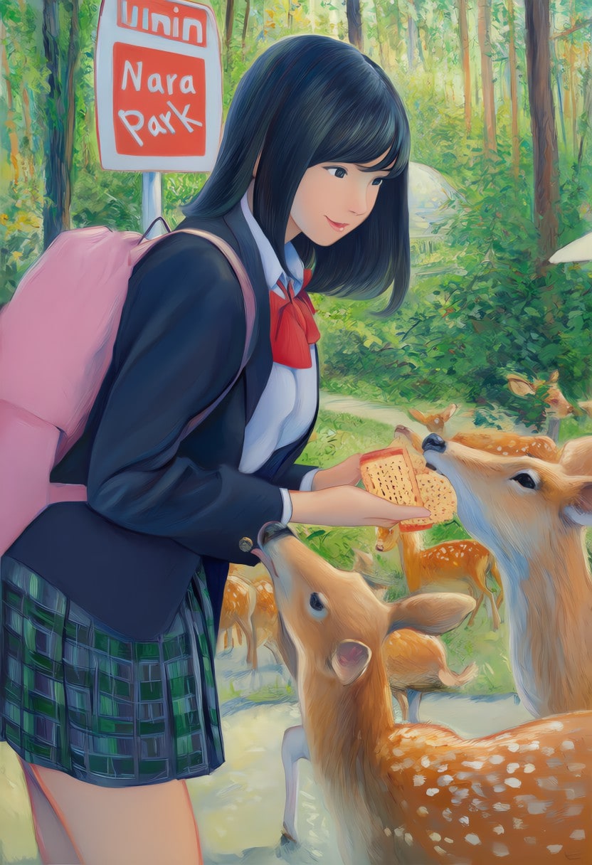 女子校生と神の遣い