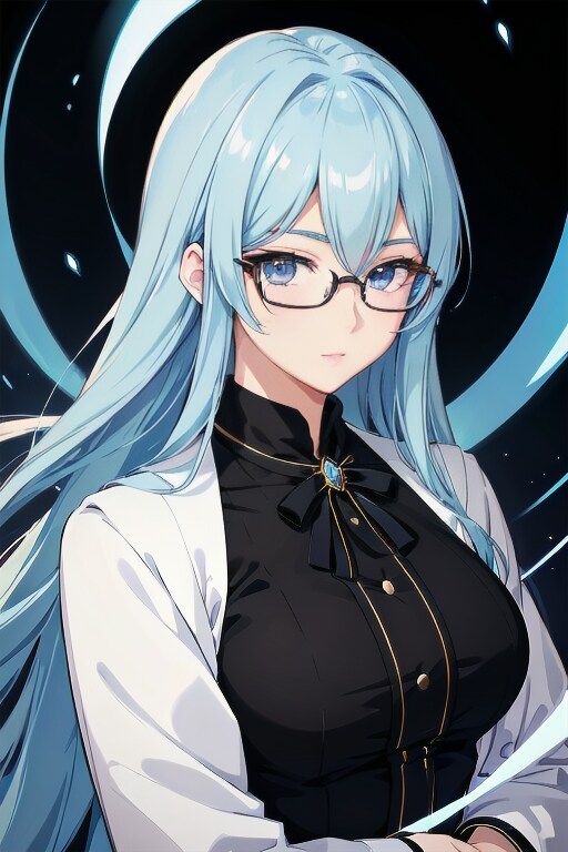 青髪眼鏡巨乳