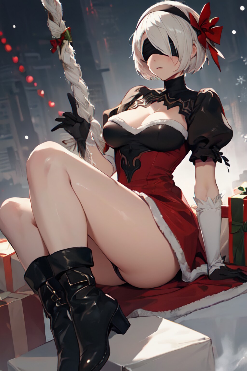 9S、この服は何？クリスマス？私たちに信仰は不用。