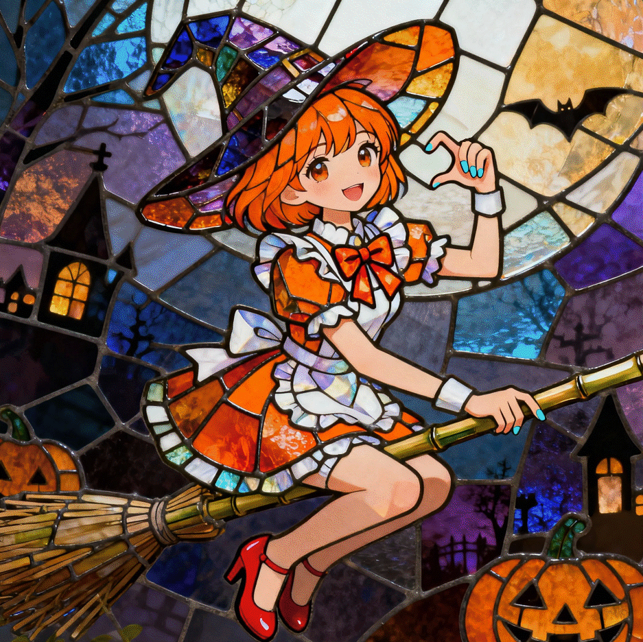 ステンドグラスのハロウィンメイド | の人気AIイラスト・グラビア