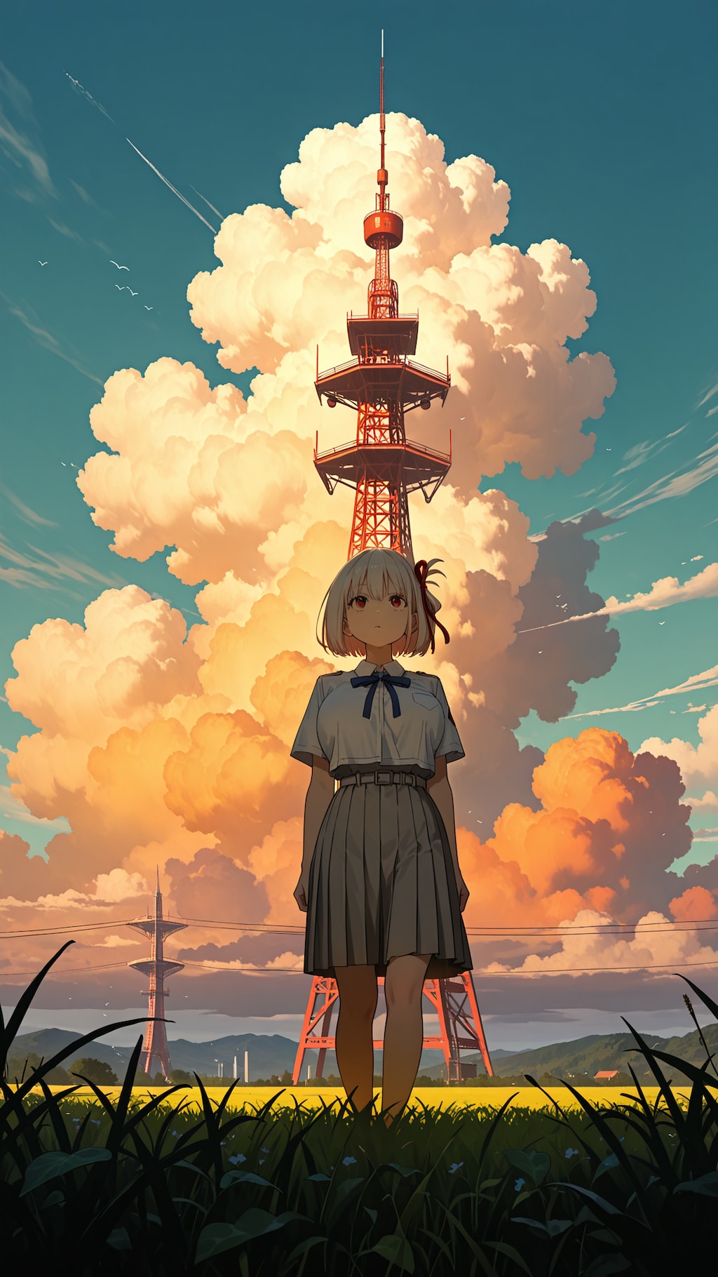 入道雲の夕焼け
