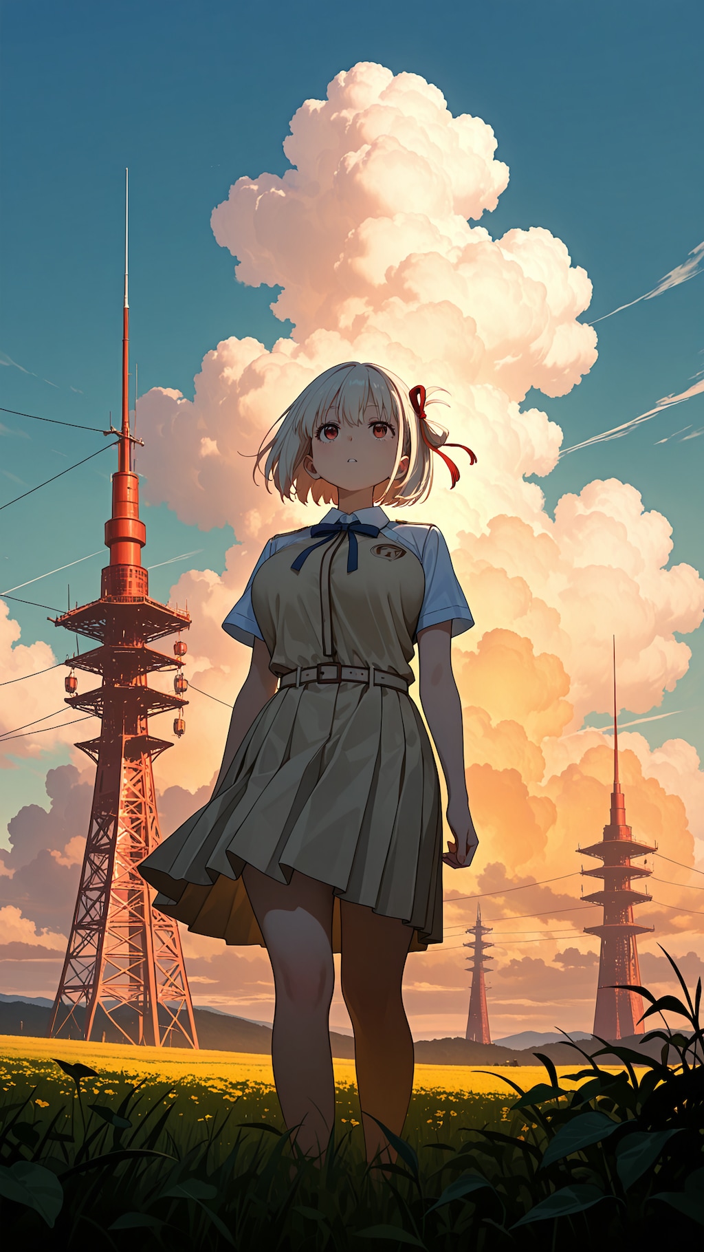 入道雲の夕焼け