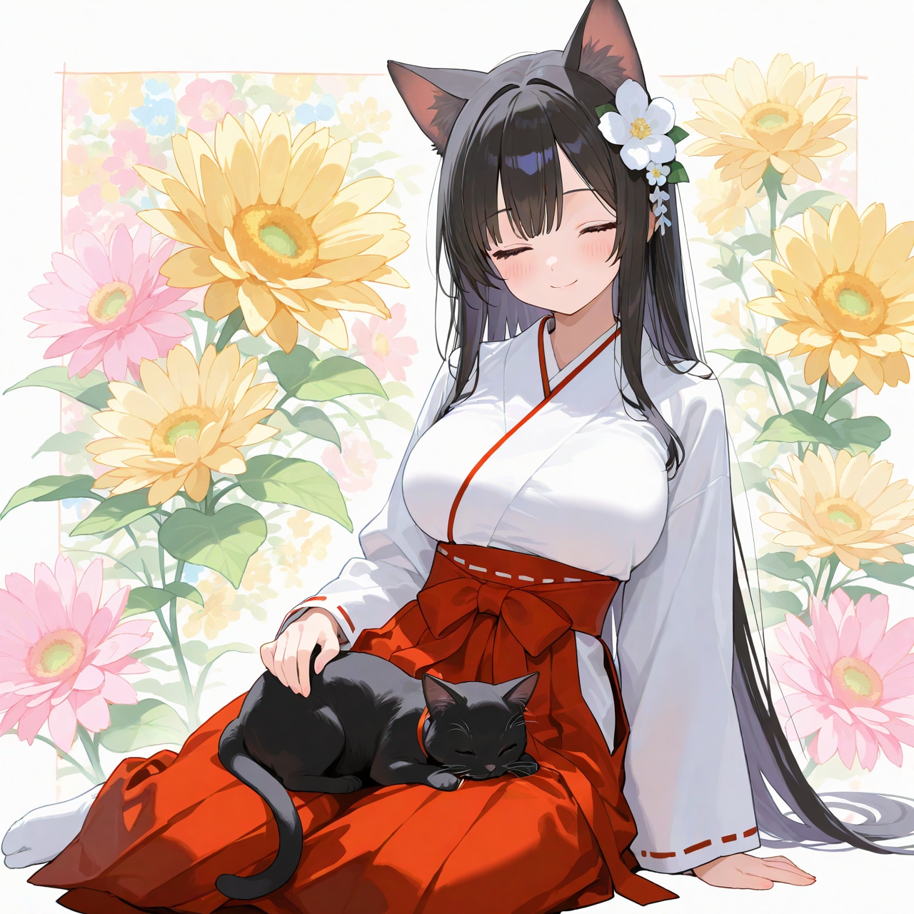 黒猫巫女様とクロネさん | の人気AIイラスト・グラビア
