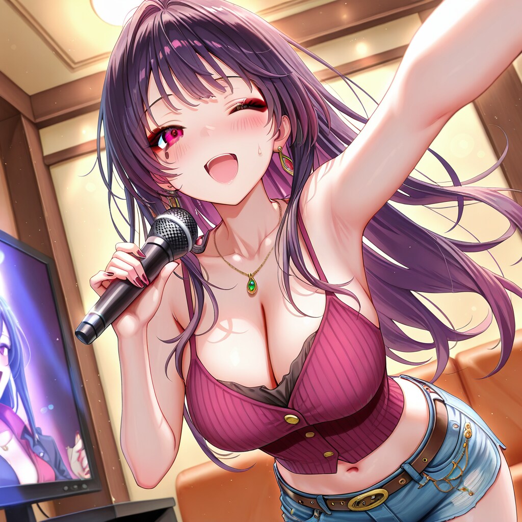 カラオケを楽しむギャルお姉さん