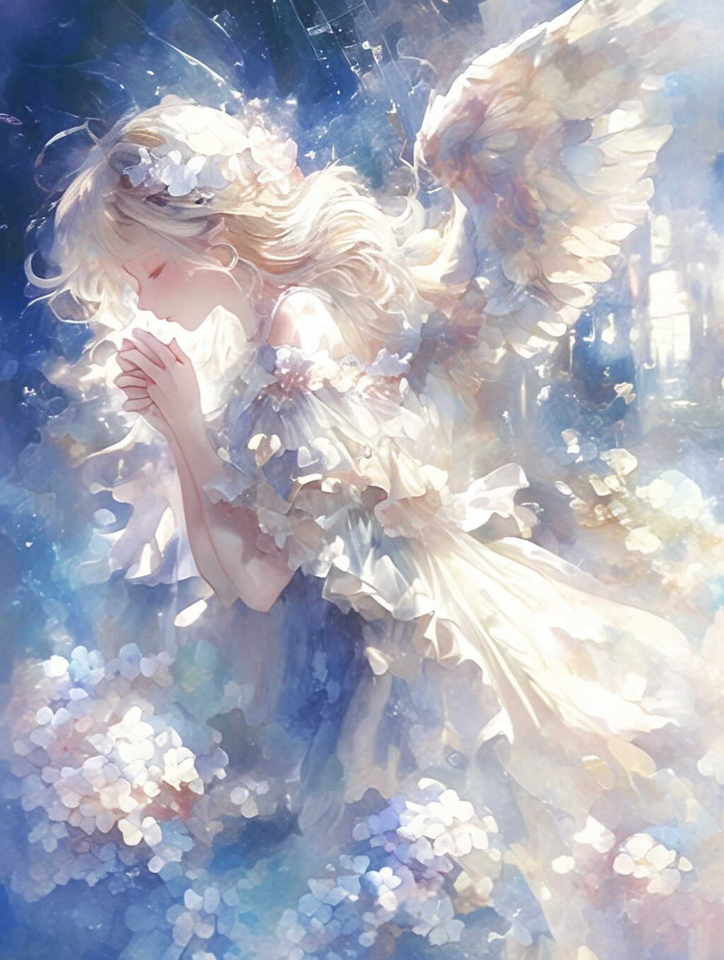紫陽花と梅雨時の天使の祈り