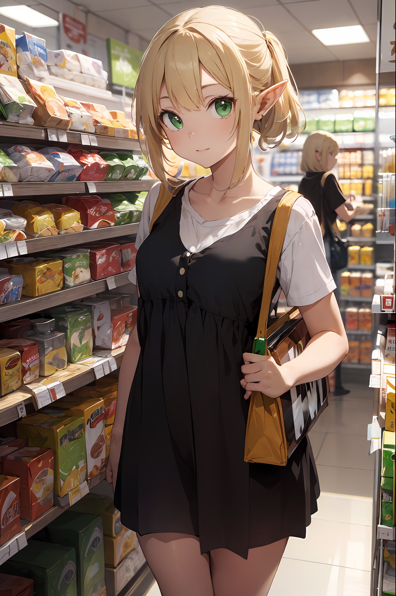 スーパーでお買い物中のエルフさん♪