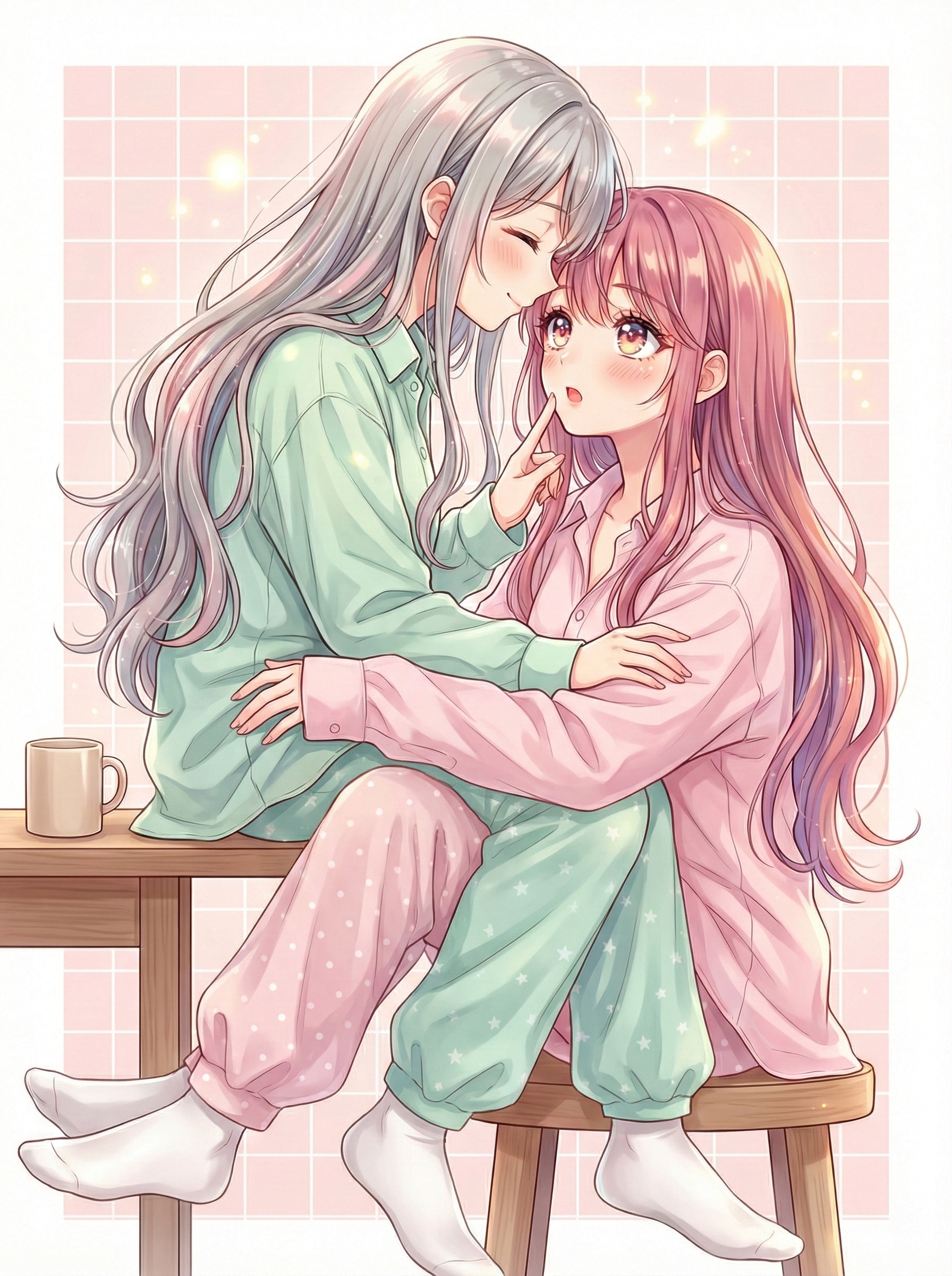 桜唇の囁きと銀糸の吐息 | の人気AIイラスト・グラビア