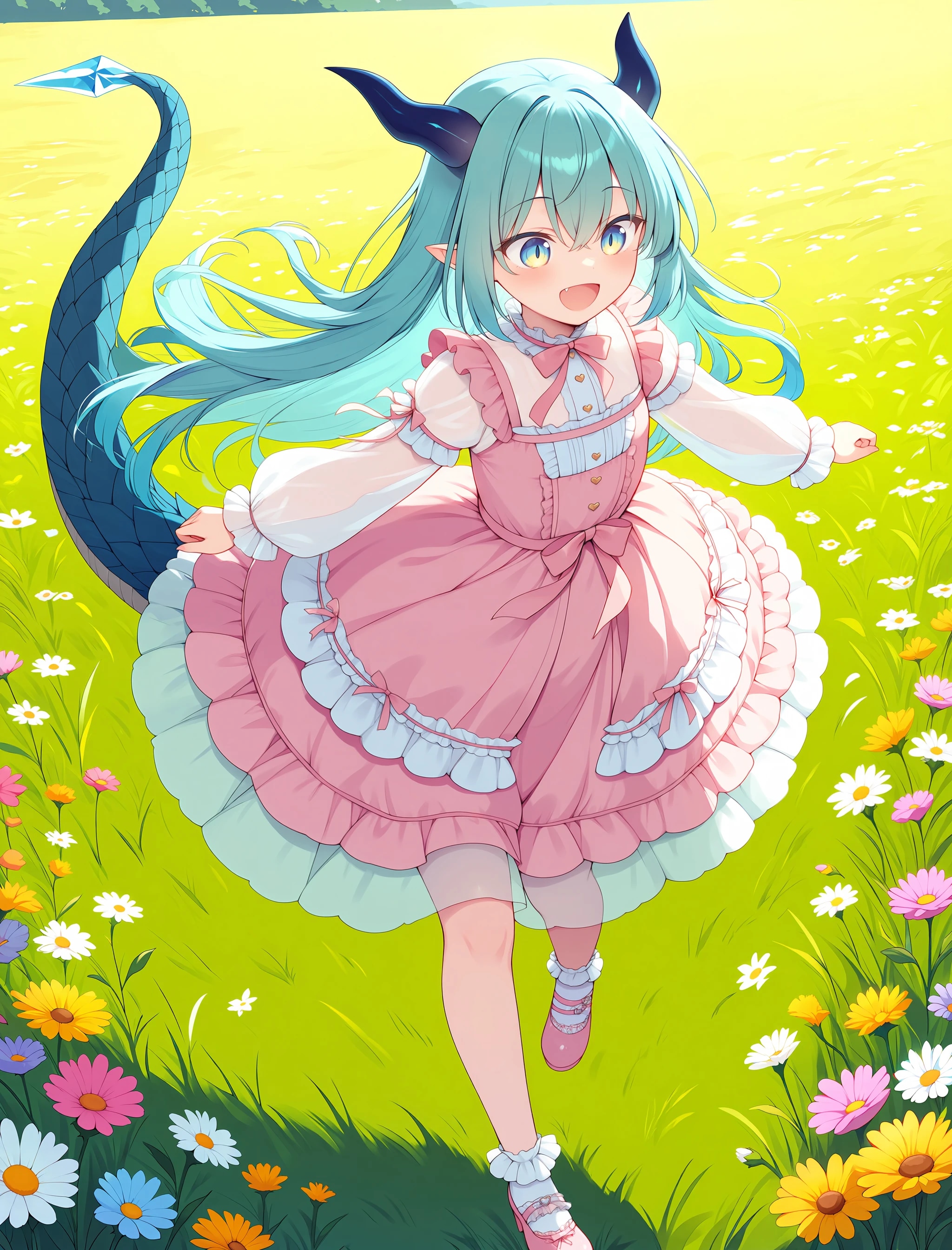 ロリータドレスではしゃぐ竜娘さん
