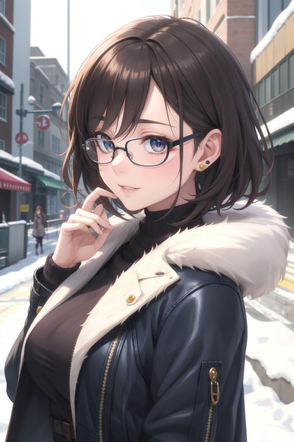 雪景色とお姉さん