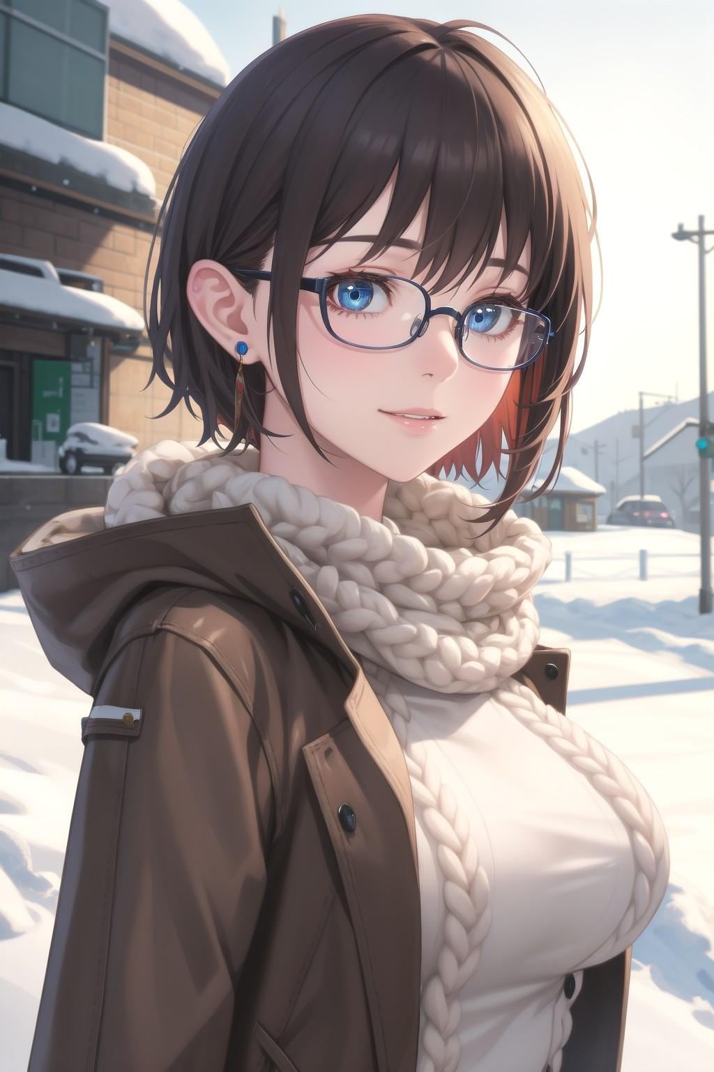 雪景色とお姉さん