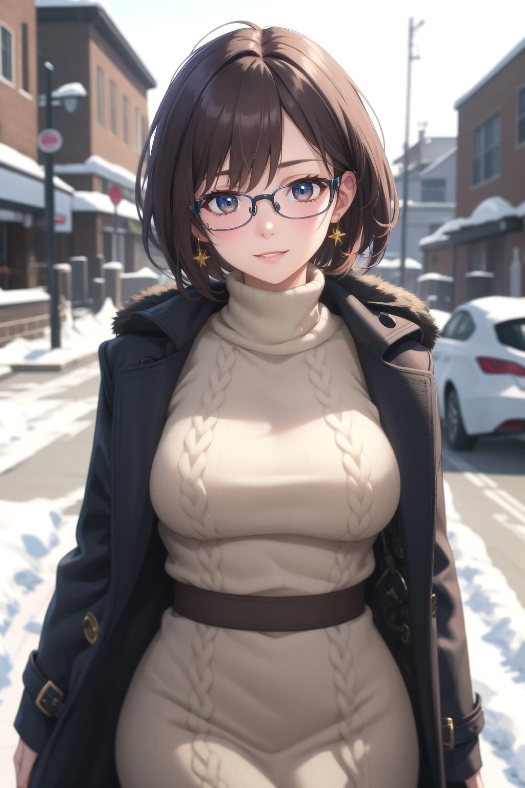 雪景色とお姉さん