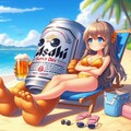 ハワイのビーチを堪能するビール缶と小さな女の子 4枚目