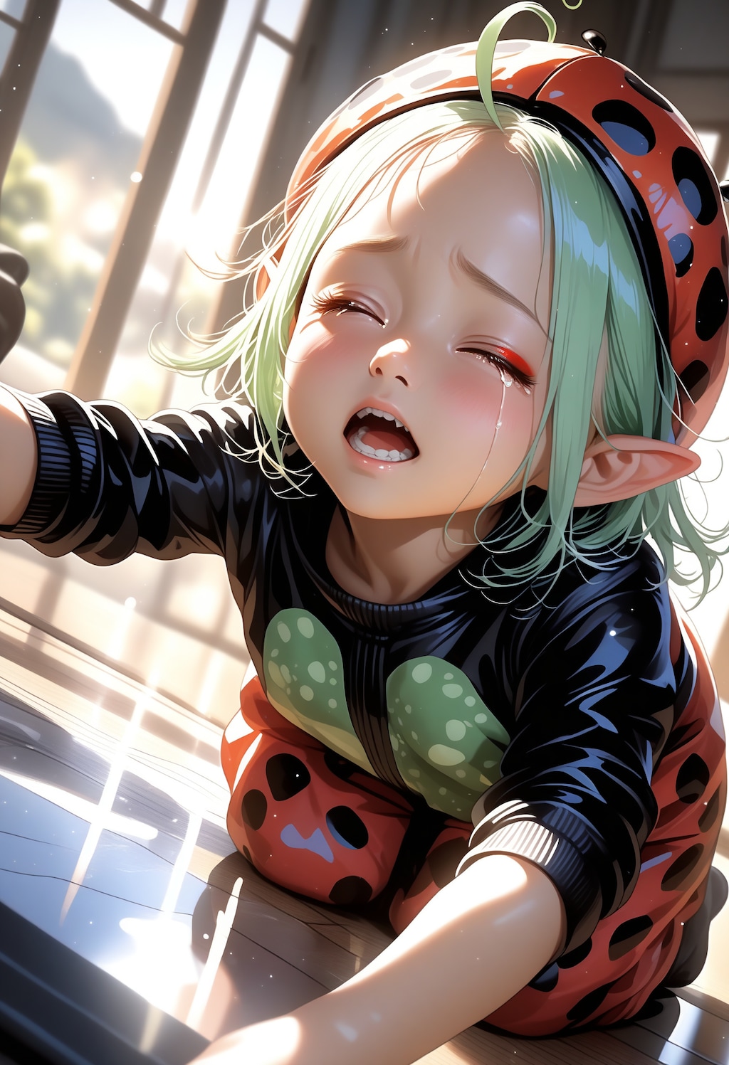 泣き叫ぶてんとう虫ガール