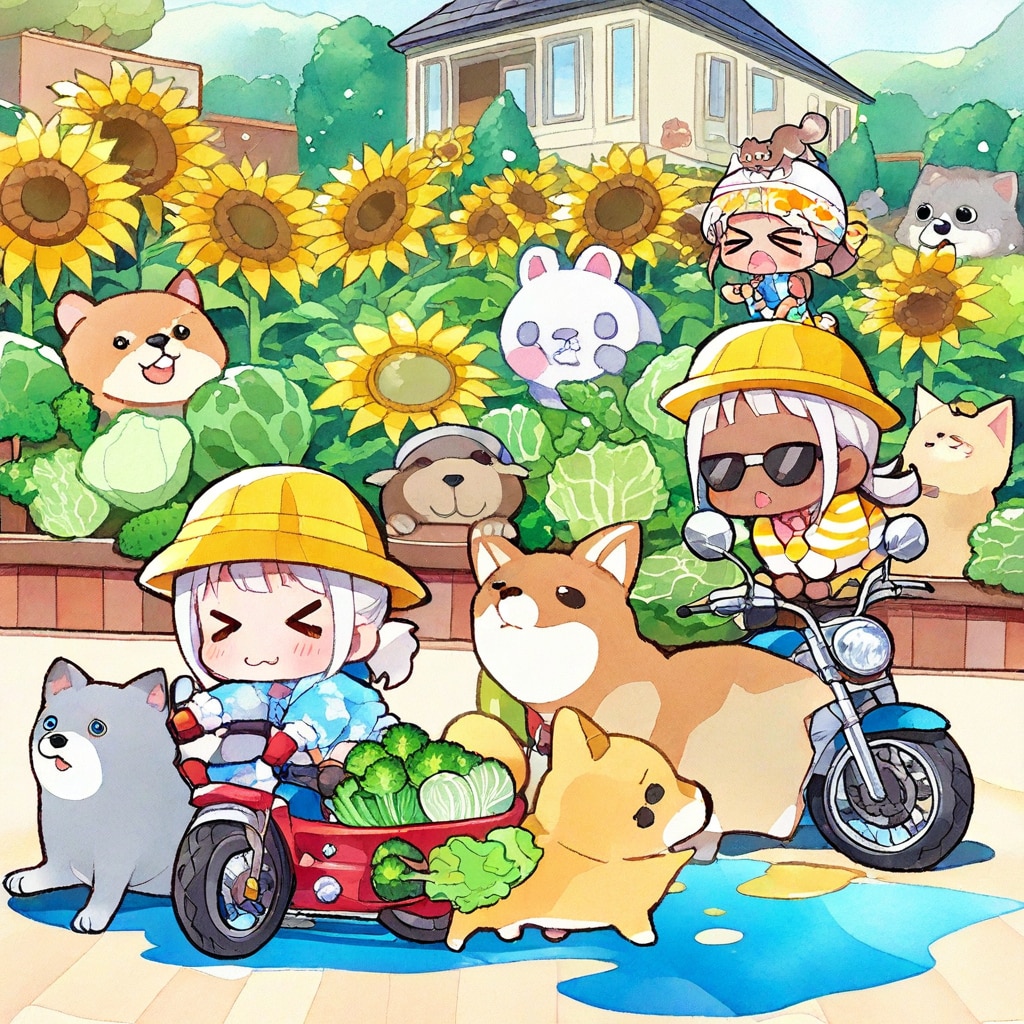 オートバイと白髪ちゃん