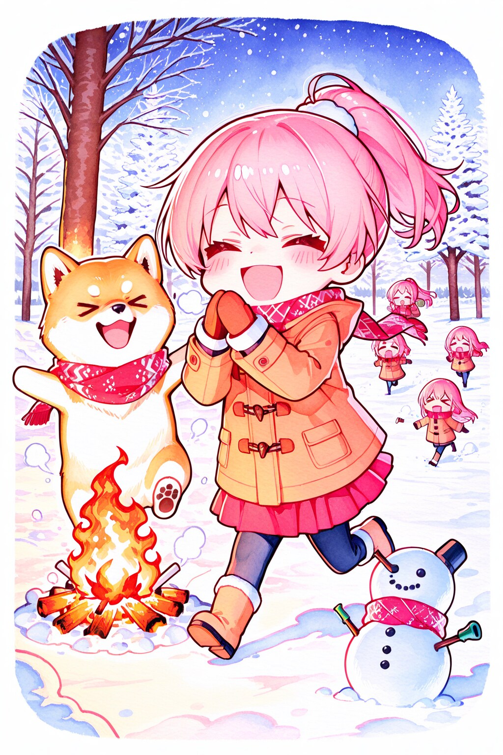 ピンク髪ちゃんと柴犬