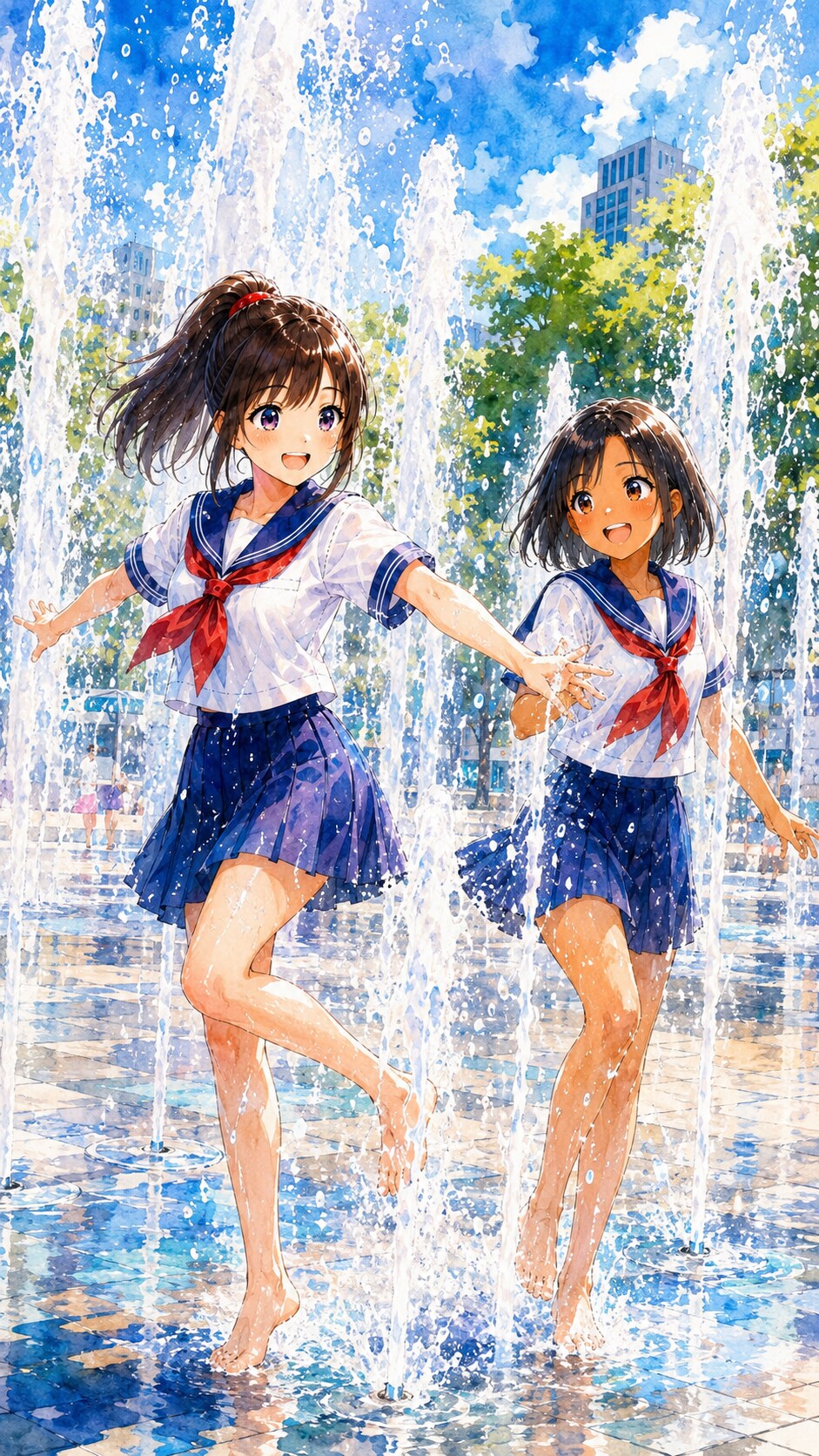 水遊び😊 | の人気AIイラスト・グラビア