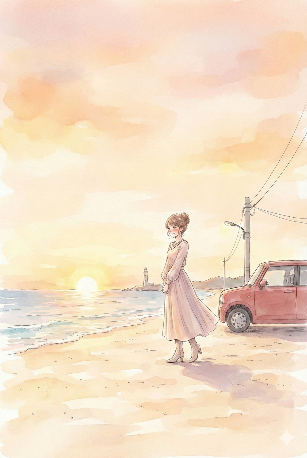 海辺の女性（Gemini 3 Pro）