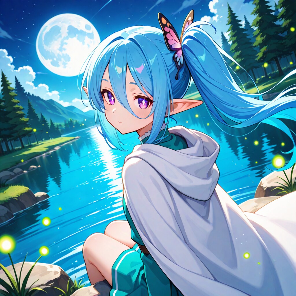 湖で