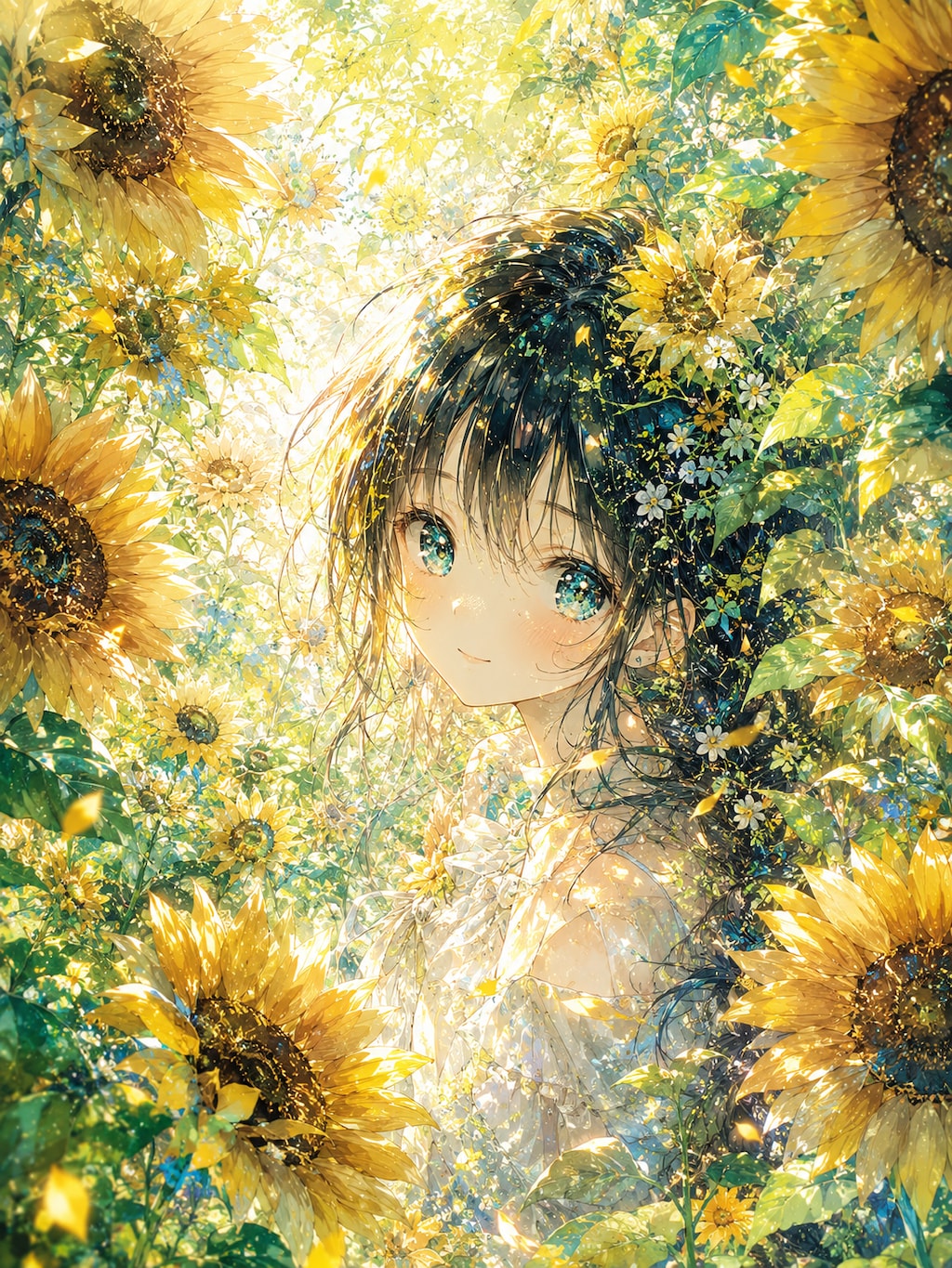 向日葵と女の子