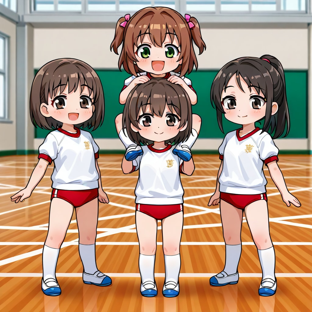 肩車女学生