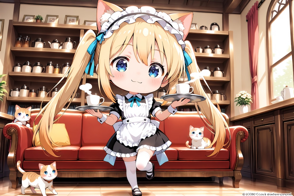 ネコ耳少女のちびキャラ