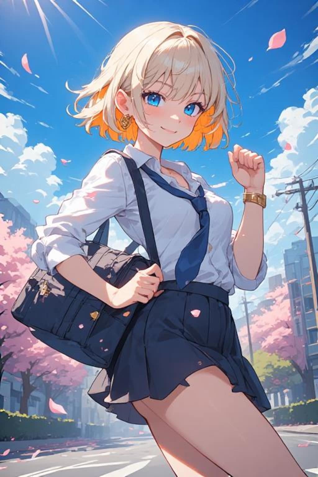 金髪ちゃん登校風景