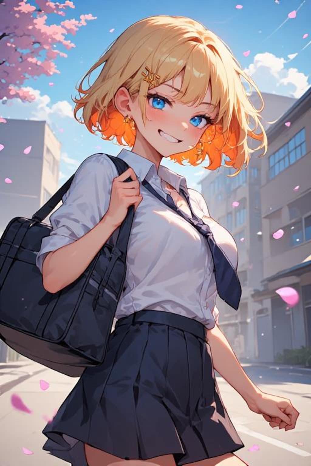 金髪ちゃん登校風景