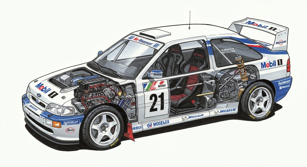 フォードエスコートラリーカー断面