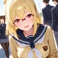 ゆるきゃん制服コスプレの金髪ちゃん 2枚目