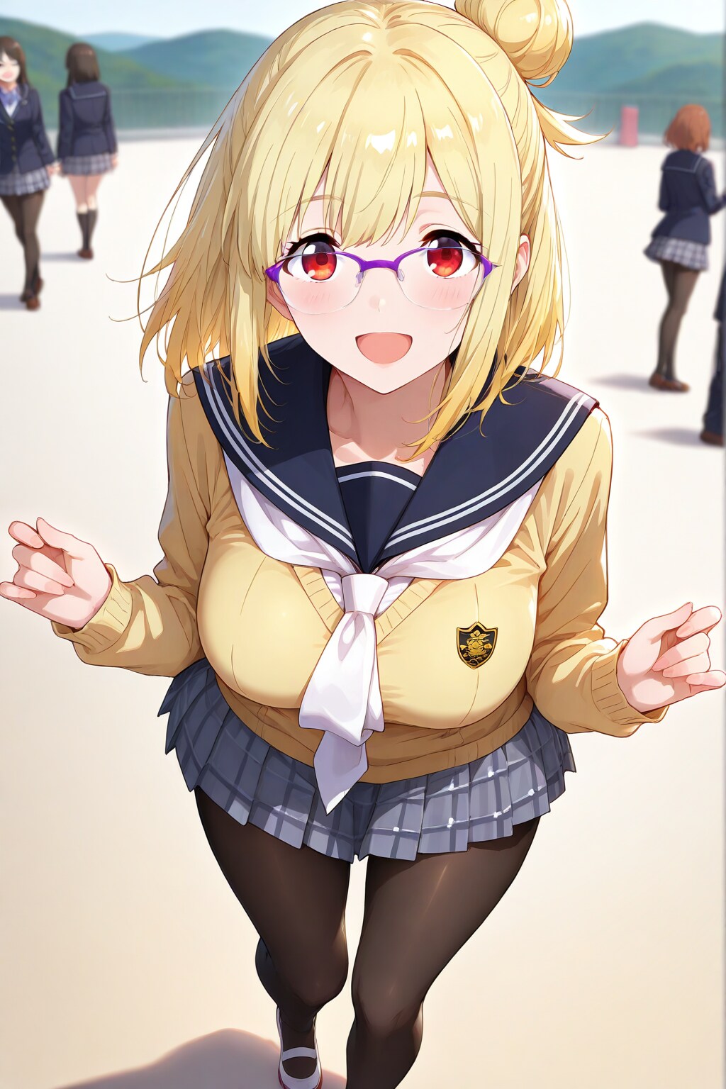 ゆるきゃん制服コスプレの金髪ちゃん