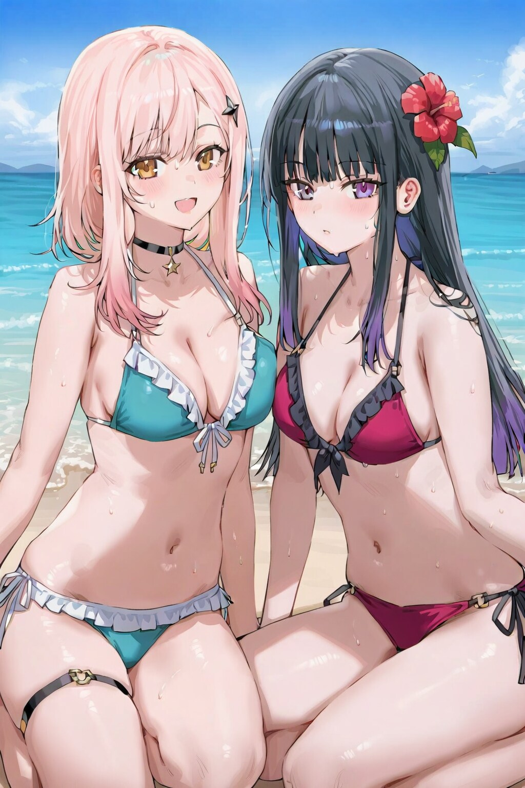 #NADE 試作版「ビキニ水着の美少女２人」ーサンプルプロンプト流用参照ー