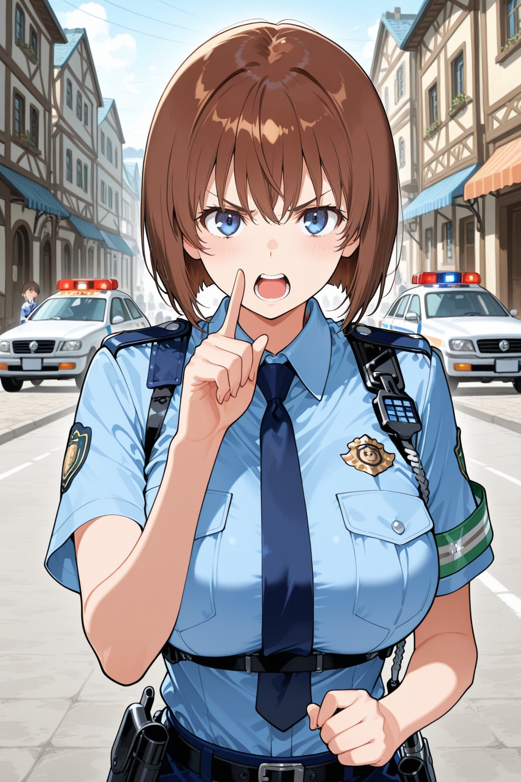 交通違反取り締まり中の若手婦人警官👮❤️