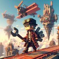 ボクセルゲームなスチームパンク世界の空 2枚目