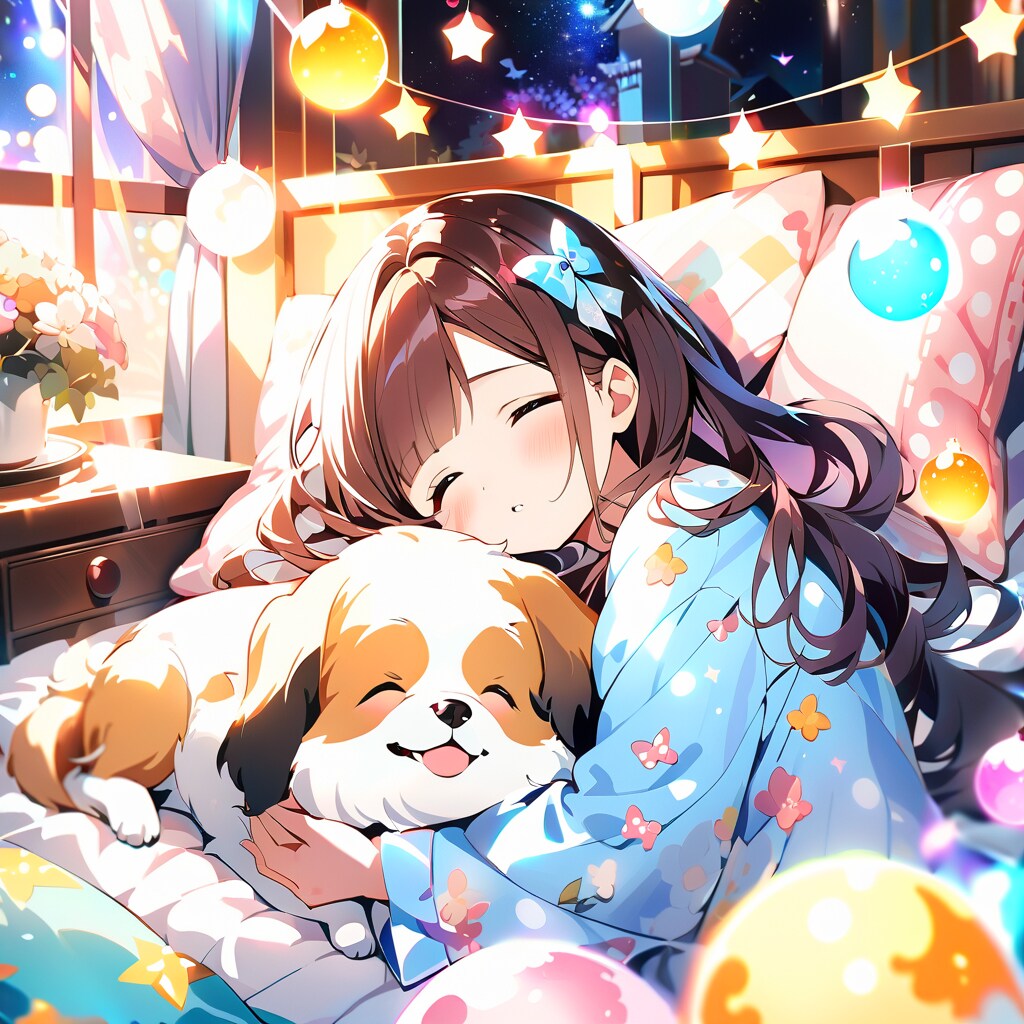 寝る時も一緒だワン🎶 | の人気AIイラスト・グラビア