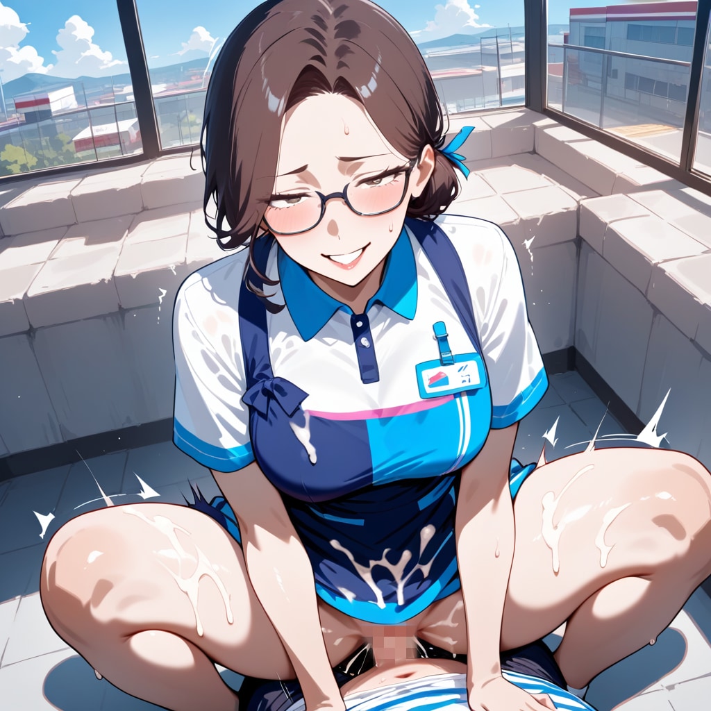 コンビニメガネ熟女店員
