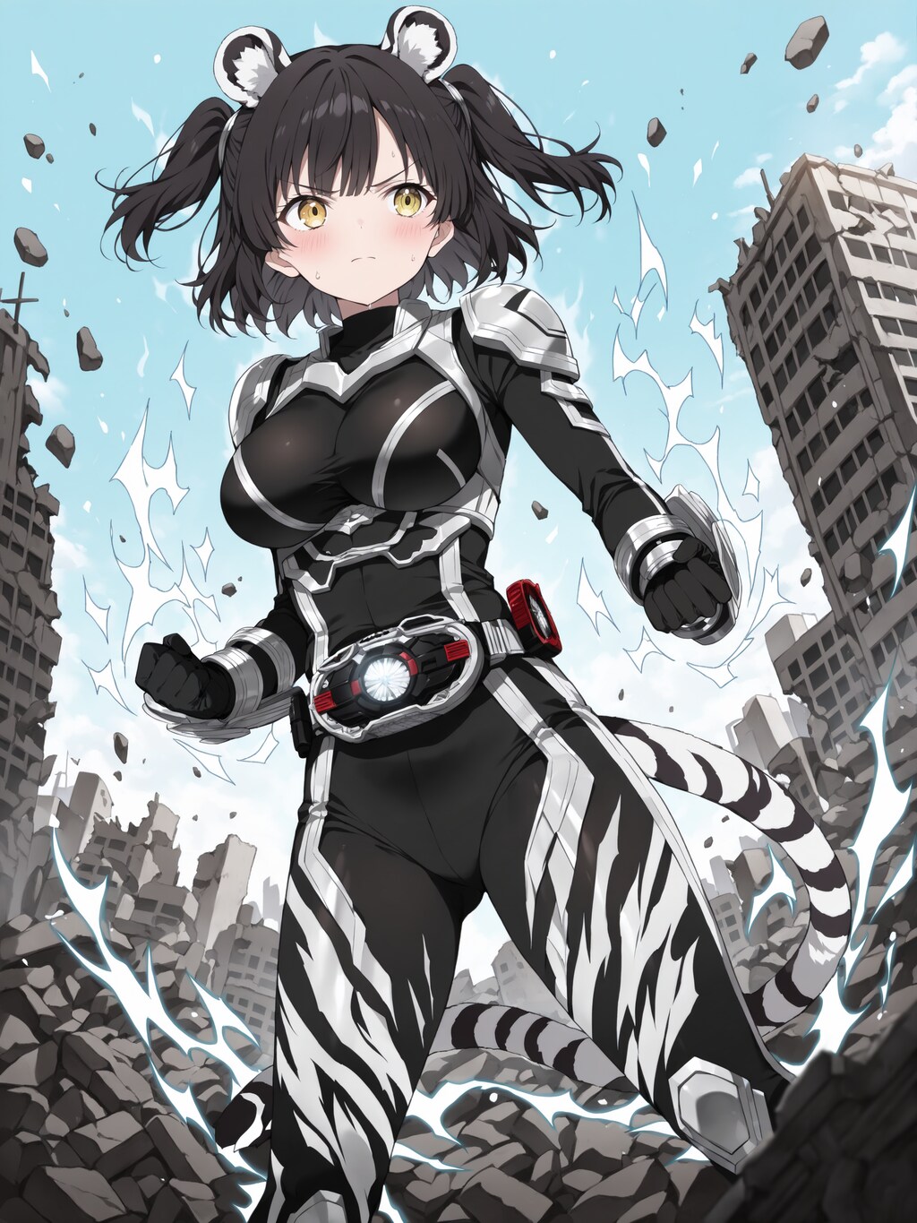 仮面ライダータイプのケモミミパワードスーツ