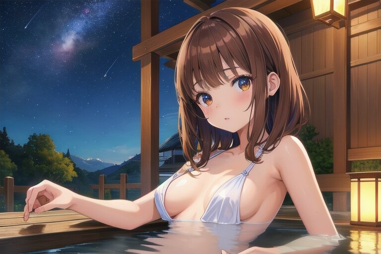 星空を見ながら温泉