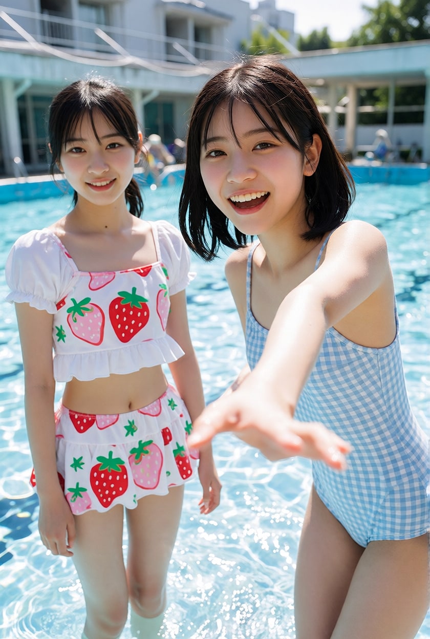 田舎の従姉妹とプール（Krea2）