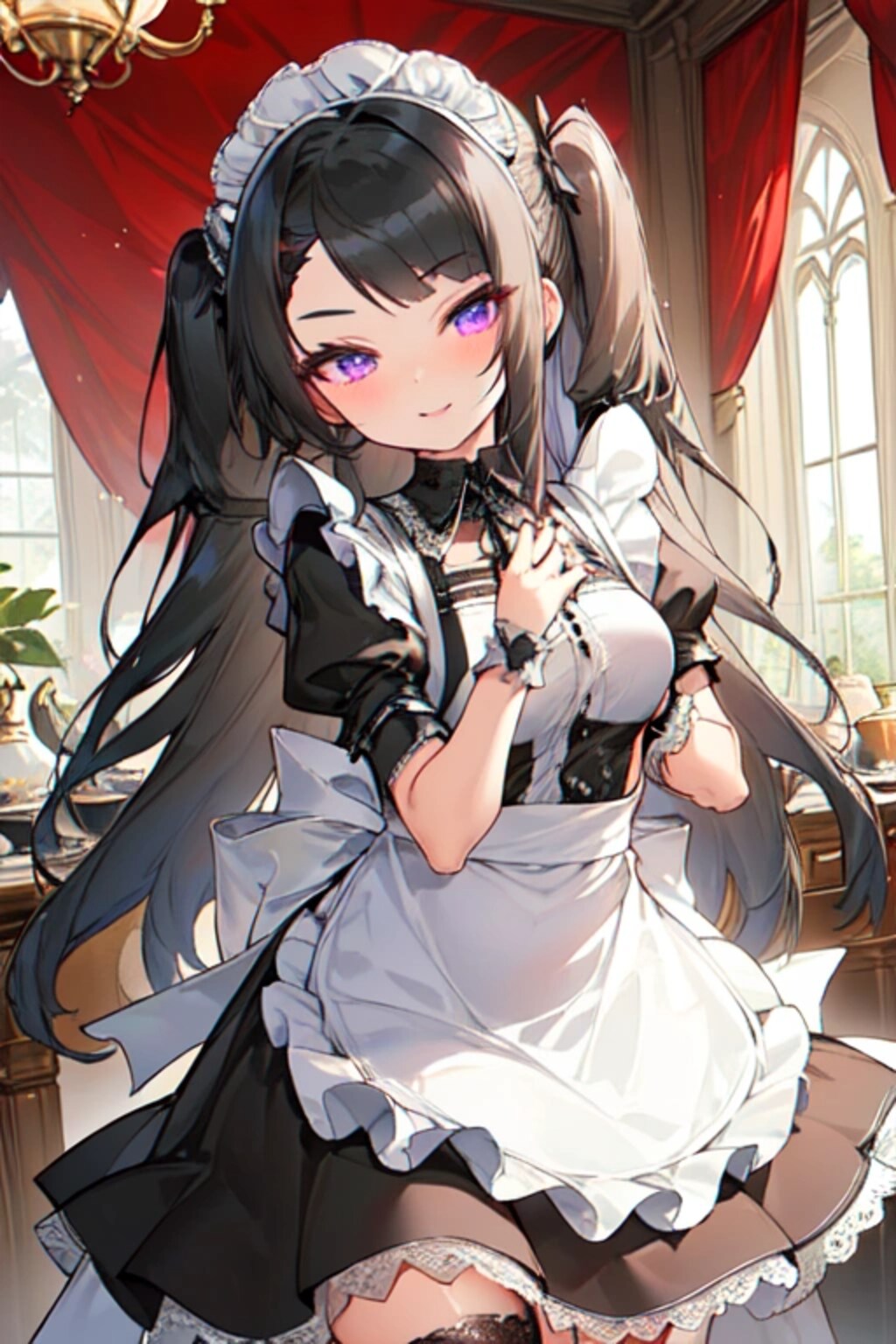 おでこが見えてる、メイドなうちの子♥その1(12枚)